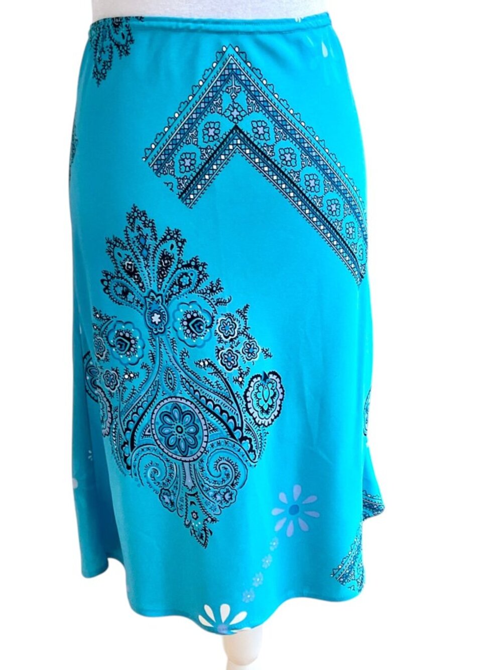 Suzy Shier Blue Skirt Boho Pattern y2k  (XL)